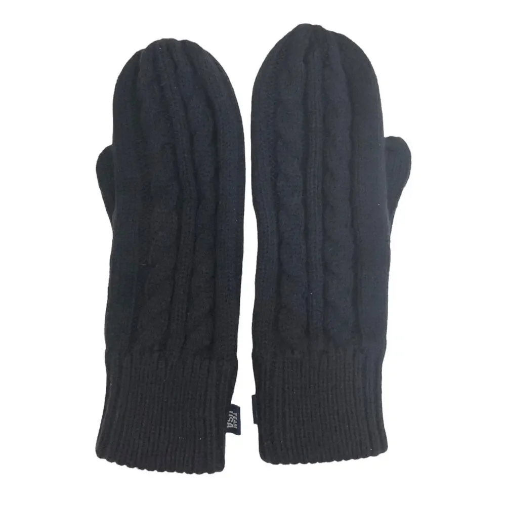 Mittens Olympic Team GO USA Embroidered Rib Knit Navy Patriotic